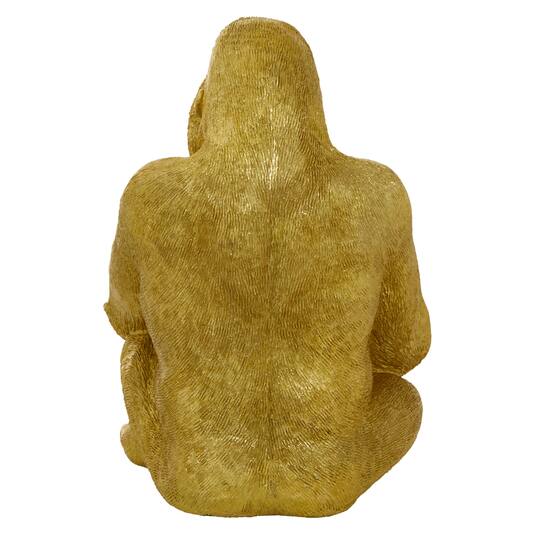 15" Gold Traditional Gorilla Sculpture